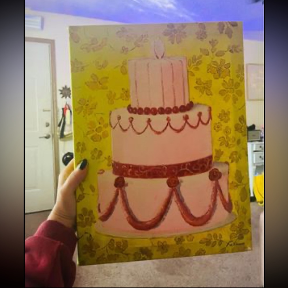 Pink and yellow cake canvas print